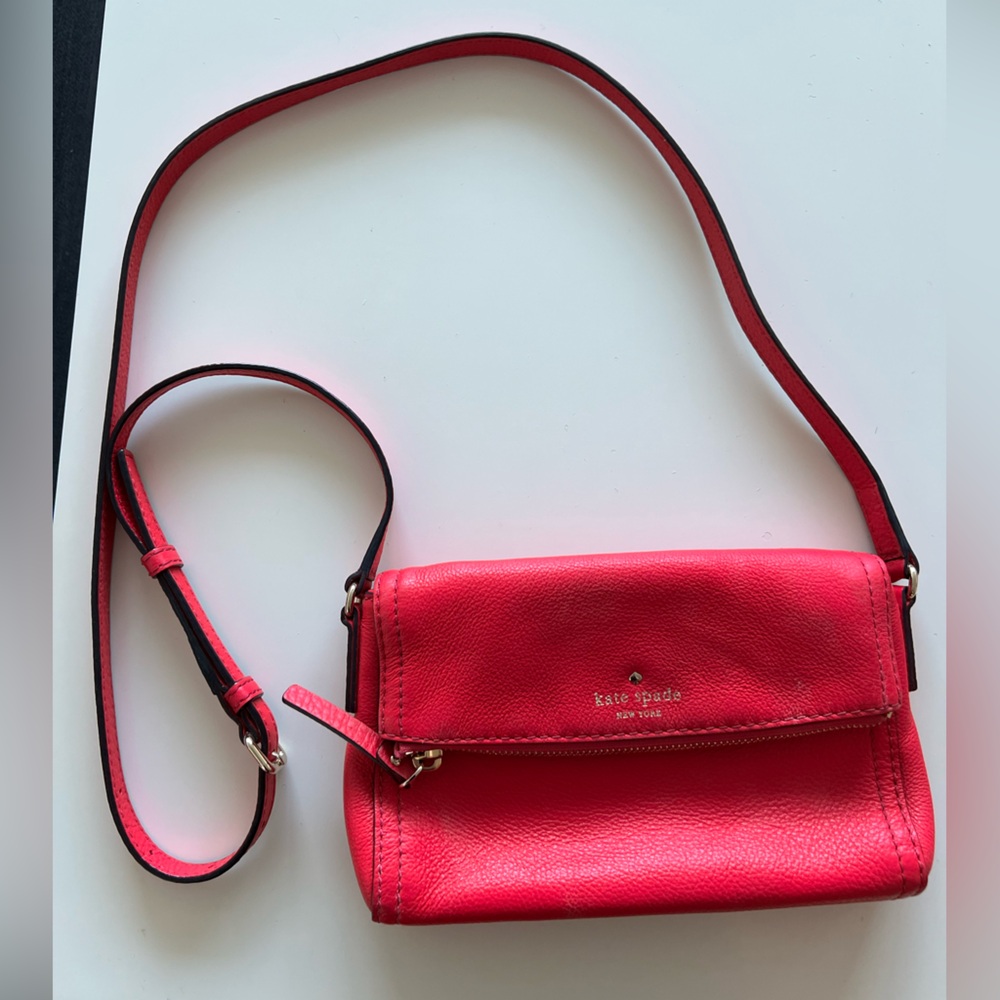 Kate Spade Pink Leather Crossbody Bag with Adjustable Strap